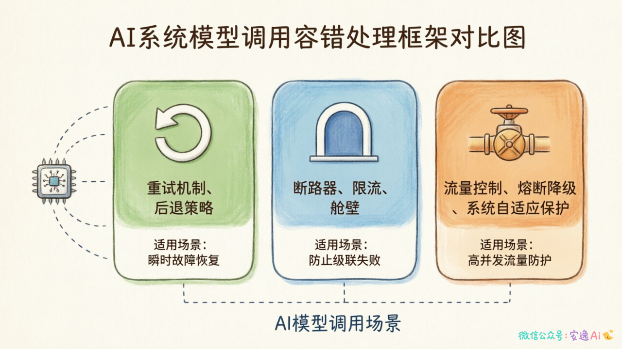 三框架能力对比图,展示Spring Retry/Resilience4j/Sentinel的核心功能与适用场景