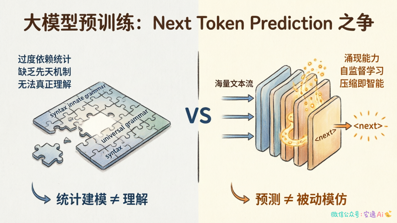 LeCun/乔姆斯基(反方)与OpenAI/Hinton(正方)观点对比图