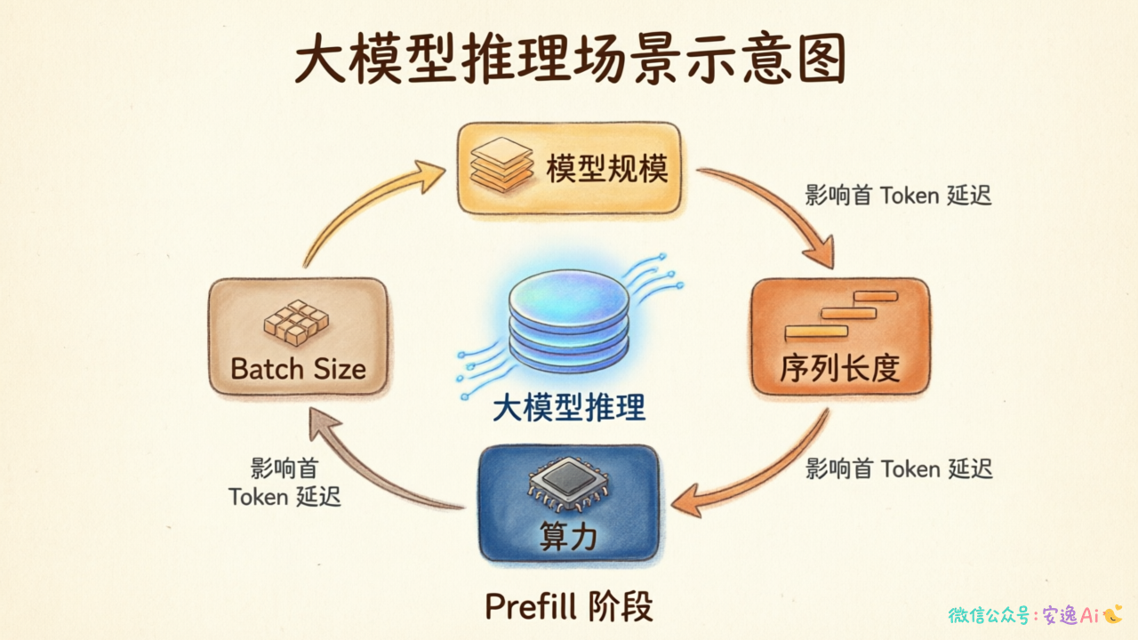 影响首 Token 延迟的因素:模型规模、序列长度、算力、batch size