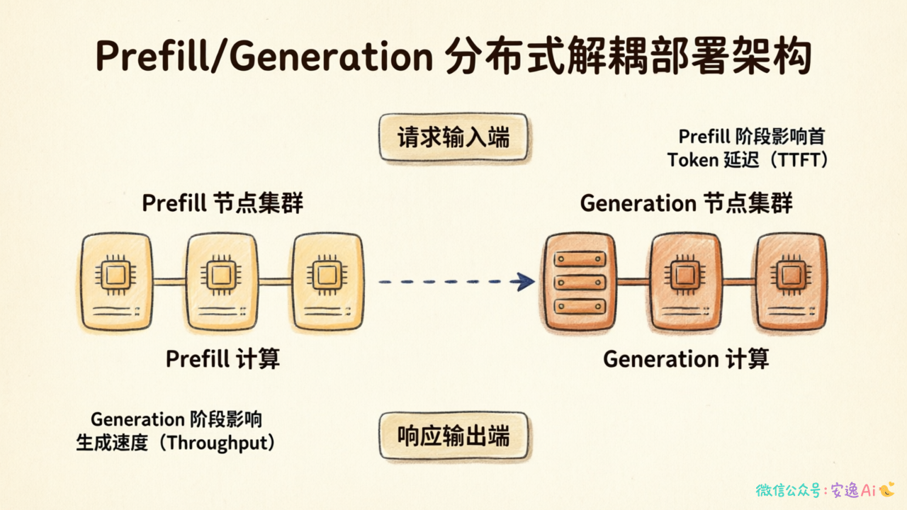Prefill/Generation 分布式解耦部署架构图