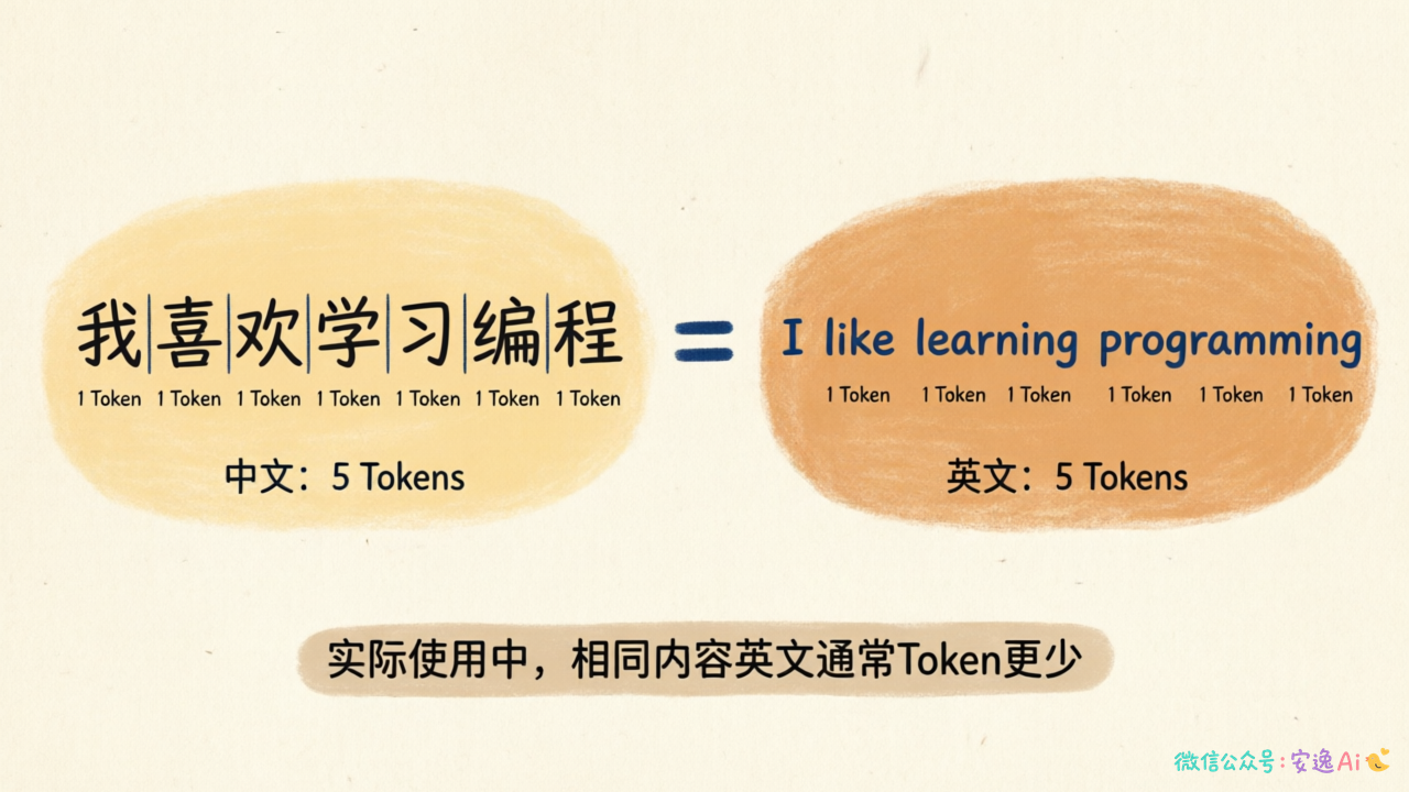 中英文同一语义句子的Token数量差异对比表
